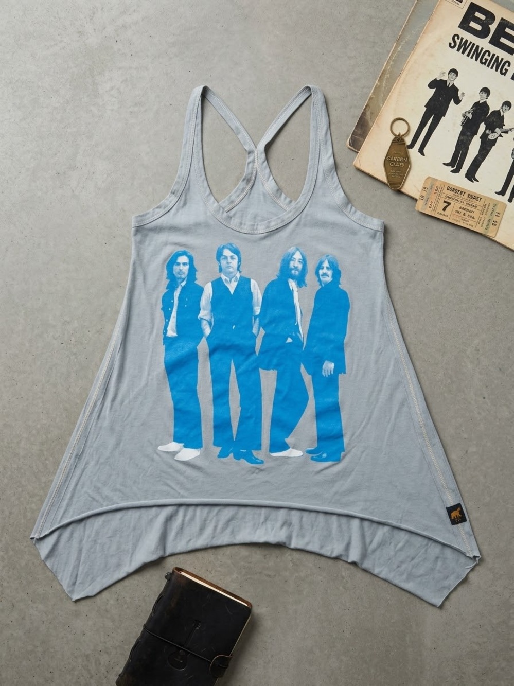 VINTAGE Trunk LTD The Beatles Handkerchief Tank Top Size Small Gray Y2K Rare